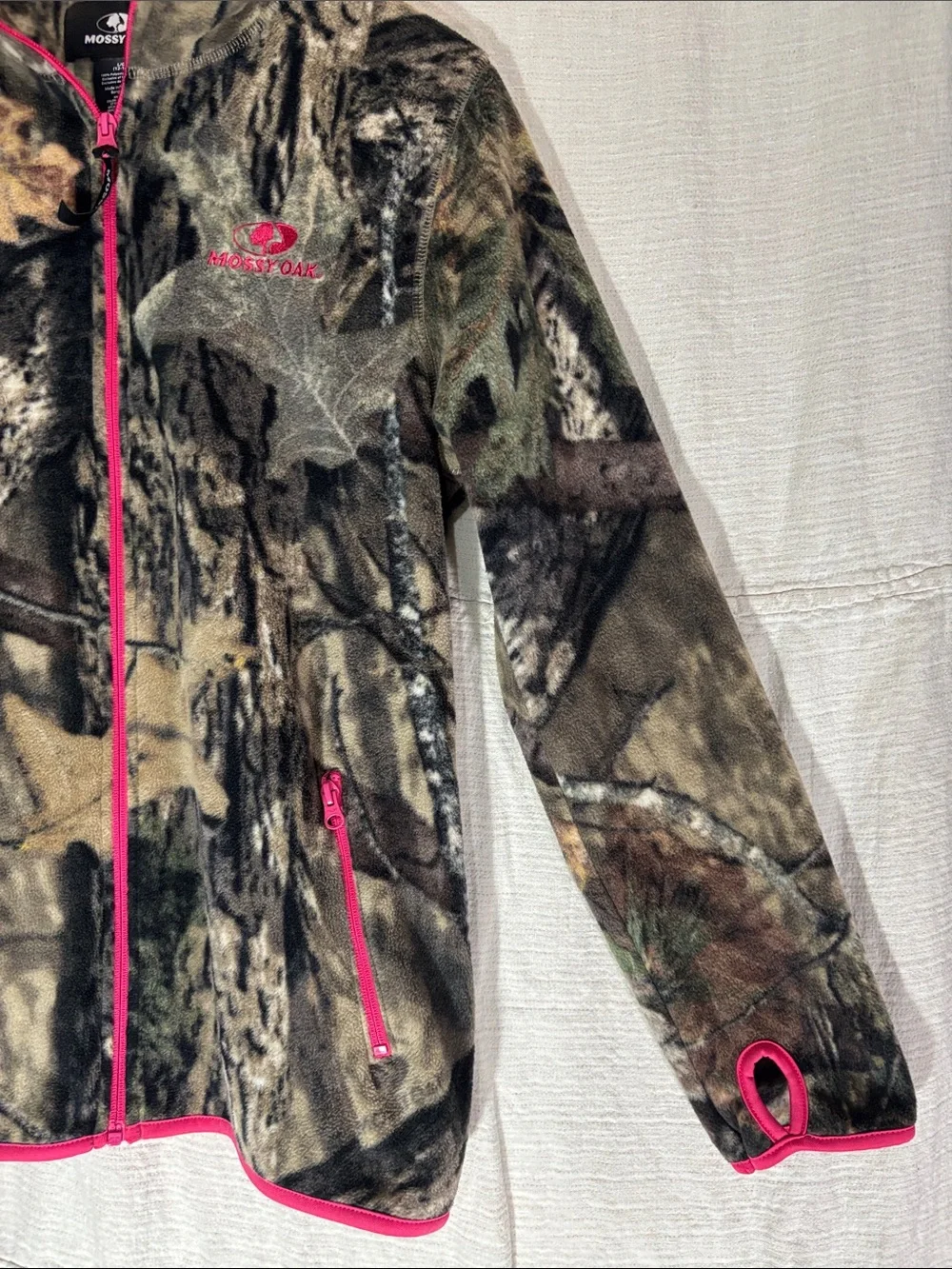 Mossy Oak Women's Camo Fleece Jacket Pink TrimFull Zip Size L EUC - Picture 4 of 10